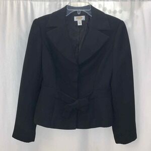 Talbots Women's Black Blazer Suit Jacket Size 6P Office Bow